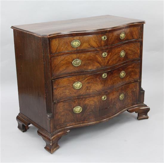A George III mahogany serpentine chest, W.3ft 6in. D.2ft H.3ft 1in.